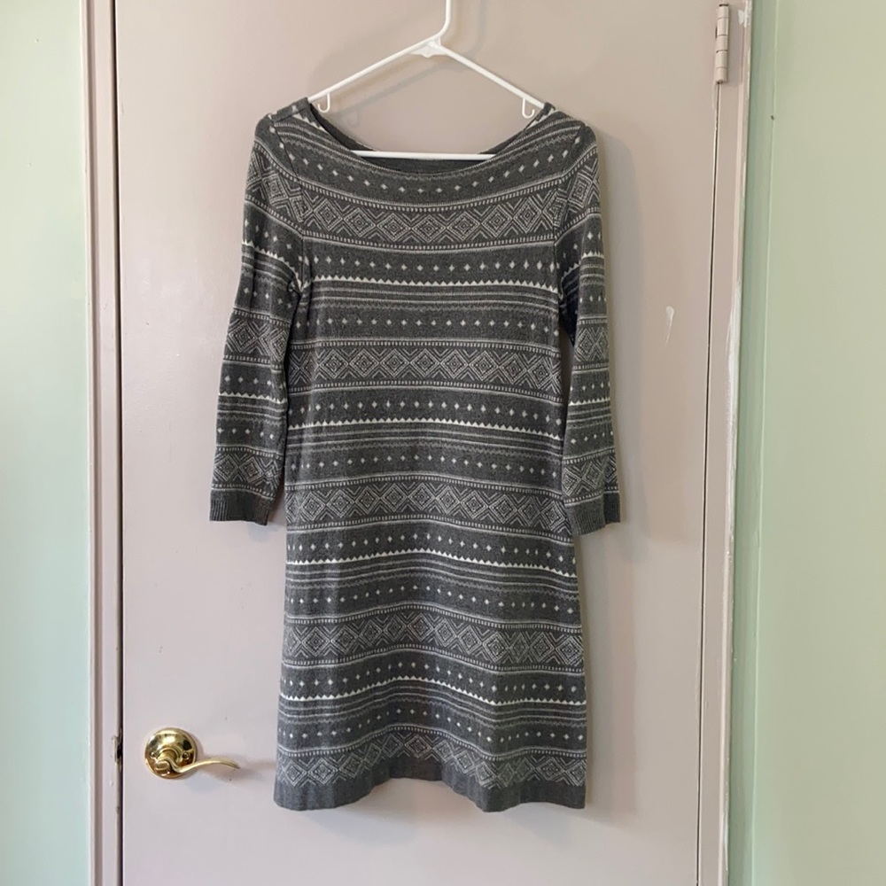 Long sleeve sweater dress.
